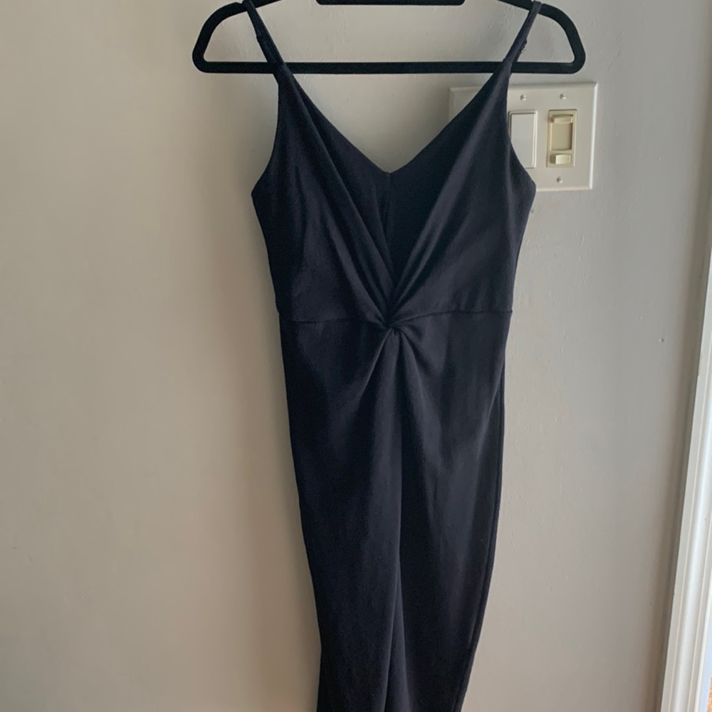 H&M Black Midi Dress with Twist Front